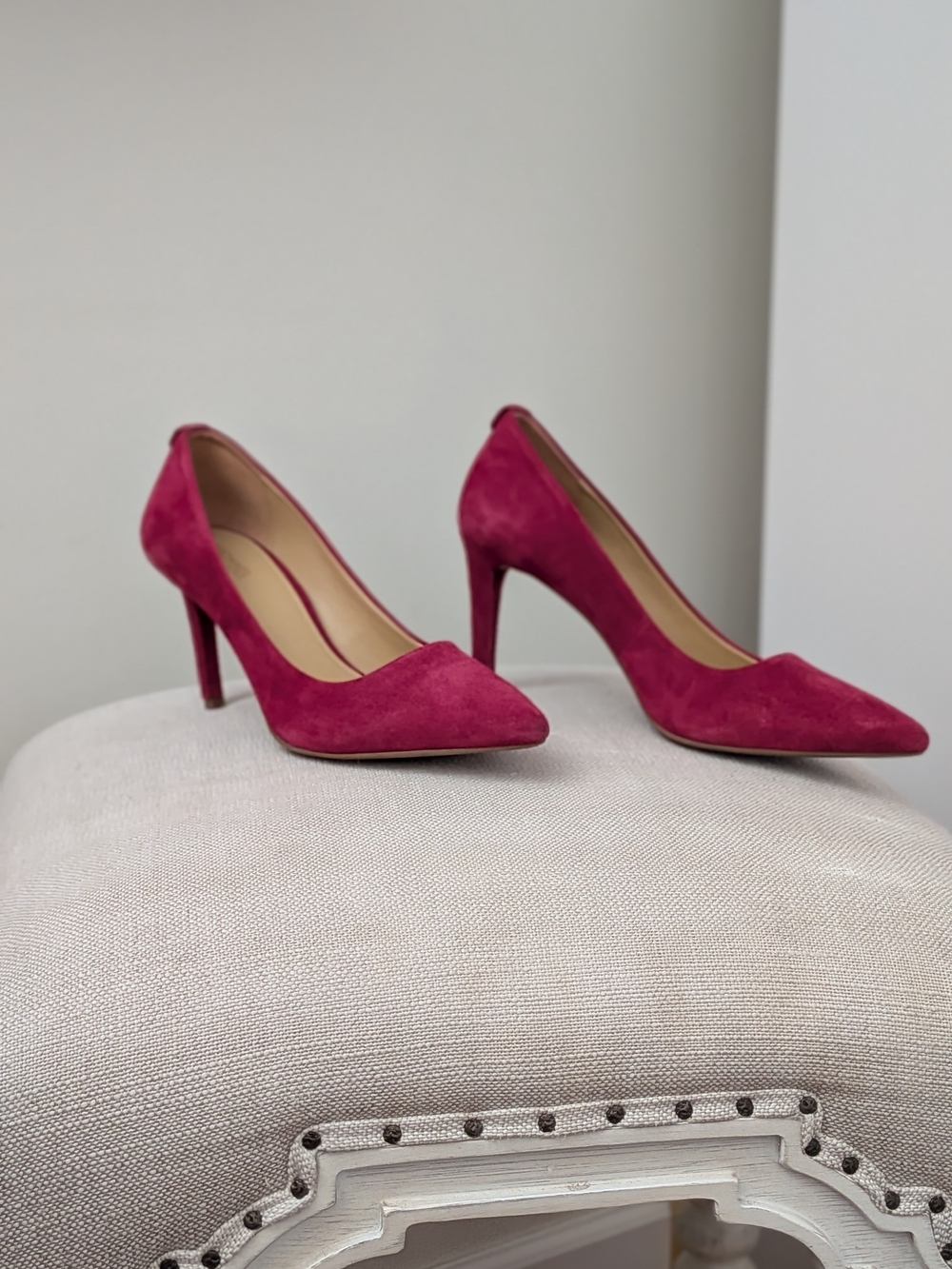 Michael Kors Suede Pointed-Toe Pumps In Red
